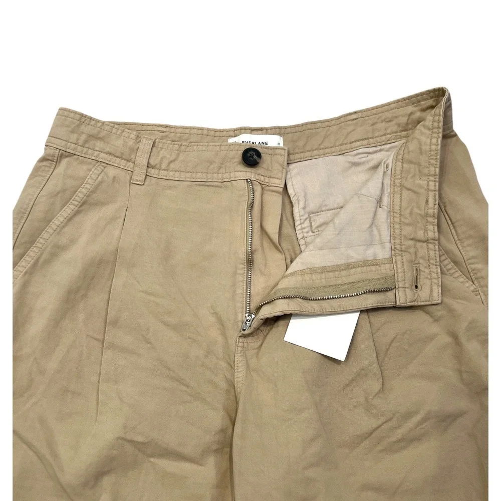 Everlane NWT Khaki Barrel Leg Pants Organic Cotton Quiet Luxury Coastal Size 12